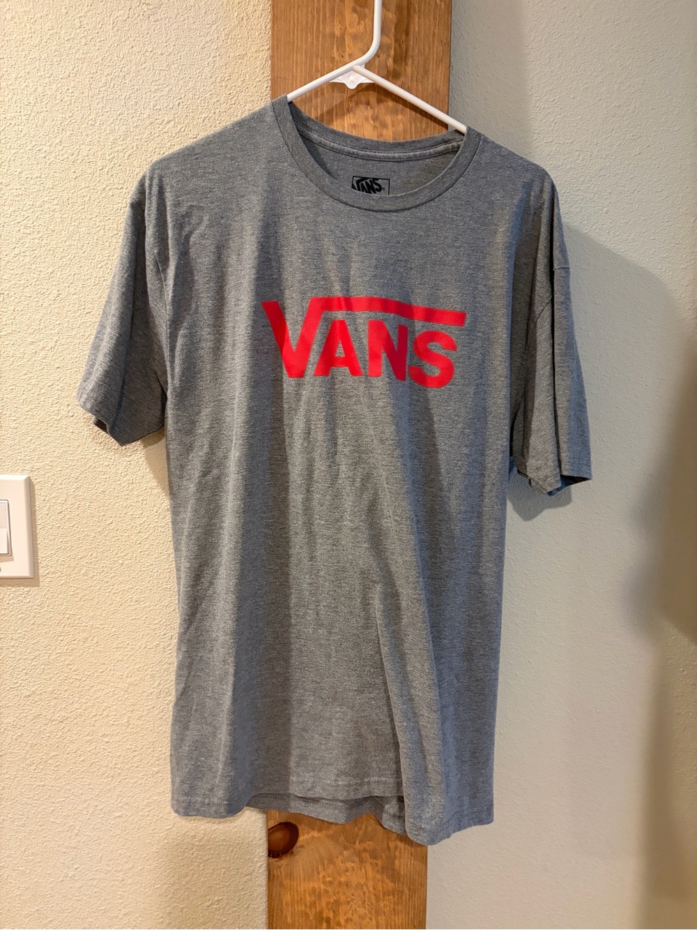 Vans Grey Tee with Red Logo - Short Sleeve Crew